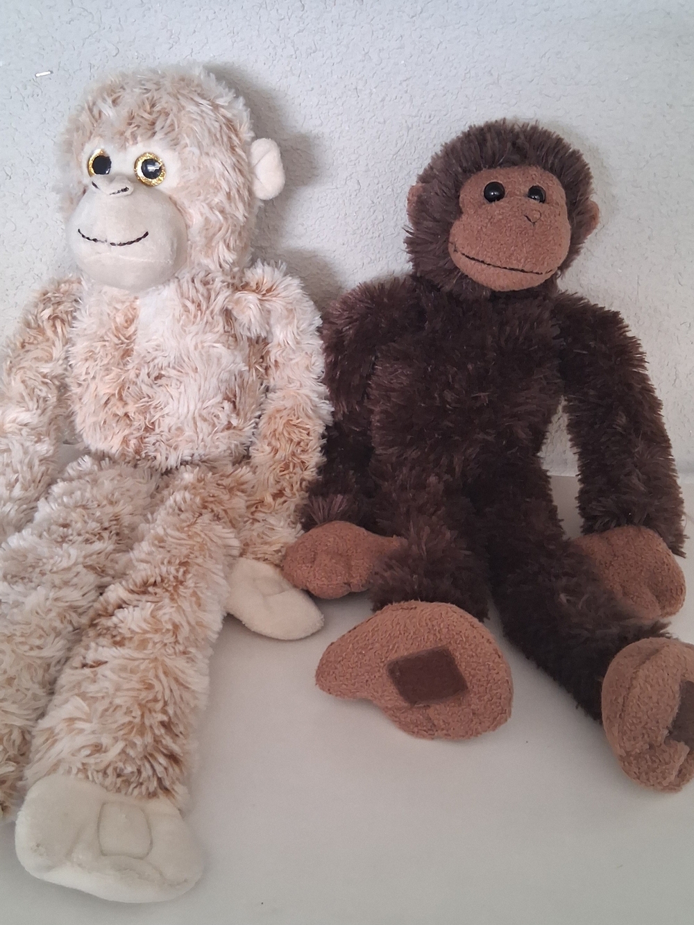 Plush Monkey Duo - Cream and Brown Soft Plush Playmates